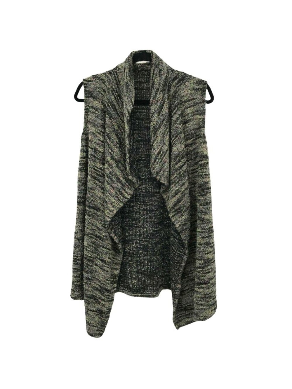 Knox Rose Sleeveless Multicolor Knit Open Front Waterfall Cardigan Vest XS